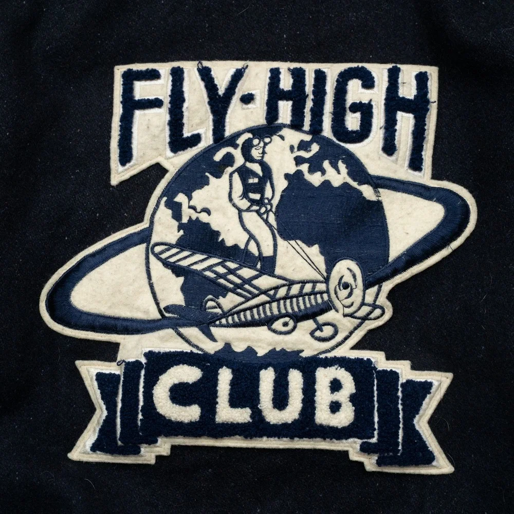 Vtg 80s 90s SBII by Bitterman‎ Fly High Club Varsity Jacket Leather Wool Size S
